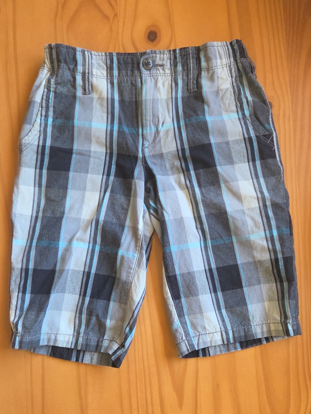 Arizona Jean Company Gray and Blue Plaid Boys Shorts